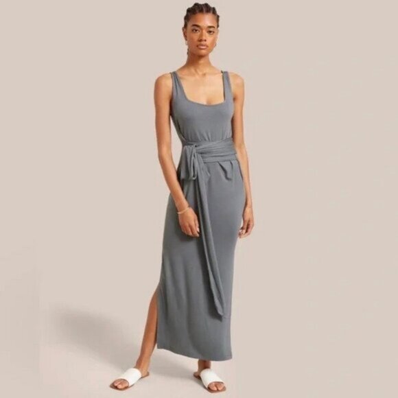Modern Citizen Slate Gray Kelis Tie Waist Maxi Dress M - Picture 2 of 12